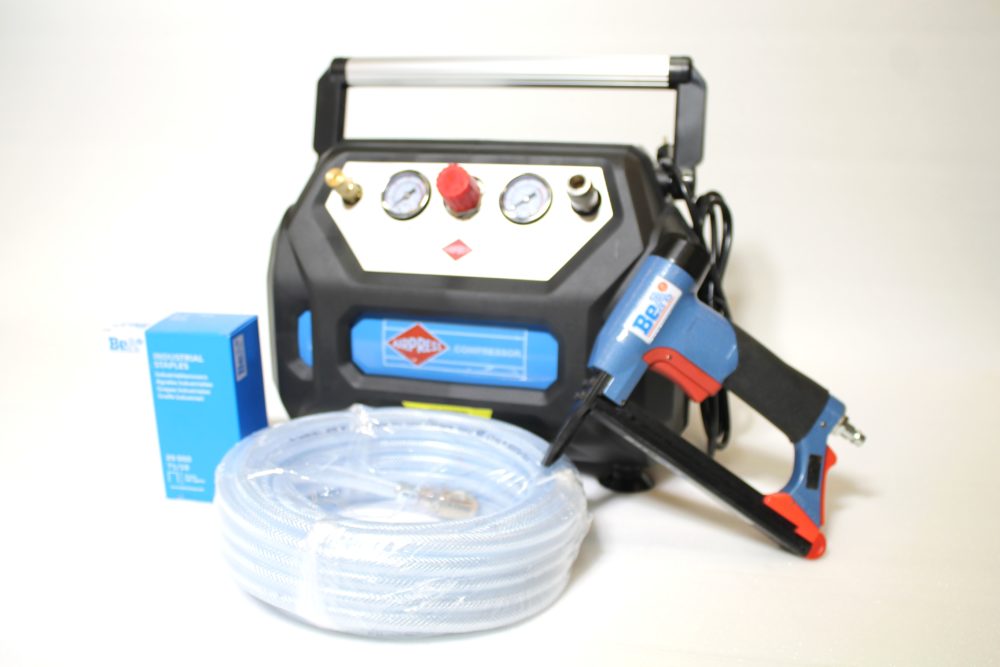 Kit compresseur + agrafeuse Bea type 71+ tuyau + boite d'agrafe