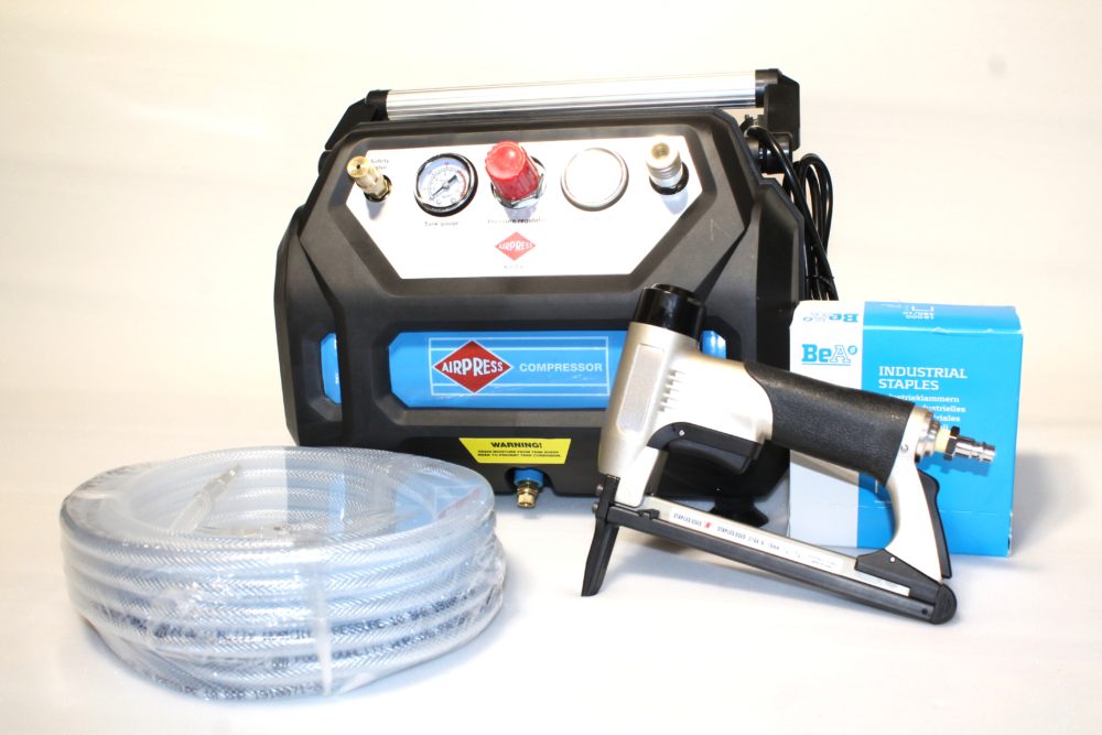 Kit compresseur+ agrafeuse type 380 semi pro+ tuyau+boite d'agrafe