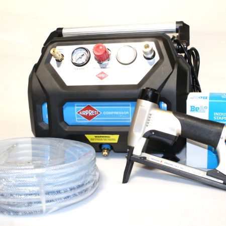 Kit compresseur+ agrafeuse type 380 semi pro+ tuyau+boite d'agrafe